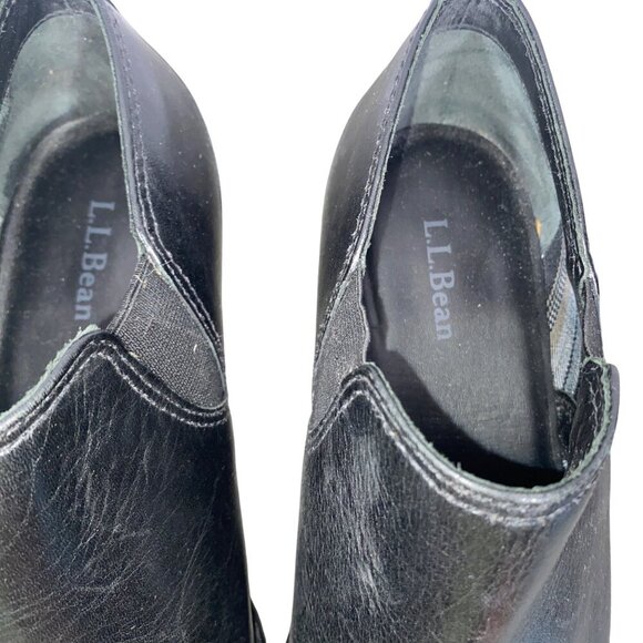 L.L. Bean Womens Black Leather ankle boots preppy neutral Slip-On Shoes Size 7.5 - Picture 7 of 10